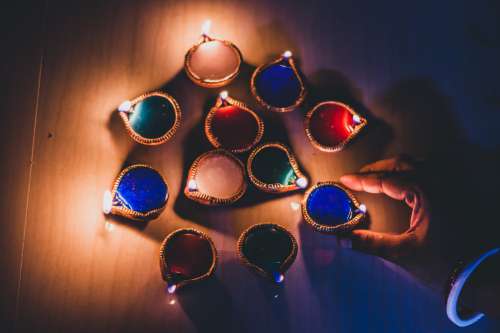 Colorful Diwali Candles Photo