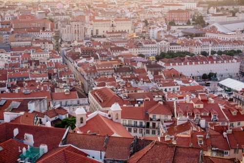 Overhead View Of The Red Clay Rooftops Of Lisbon Photo
