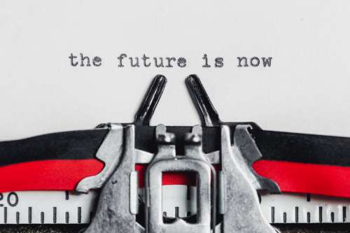 The Future Is Now On A Typewriter Machine Photo