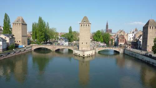 Strasbourg Towers Alsace Building Bridge France