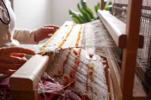 Loom Weaving Thread Craft Pattern Fabric Old