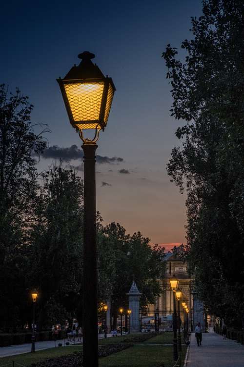 Sunset Street Lamp Light Warmth Backlight Sky