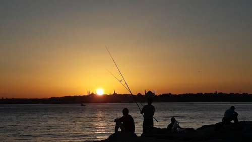 The Fishermen Sunset Marine Fisherman Sky