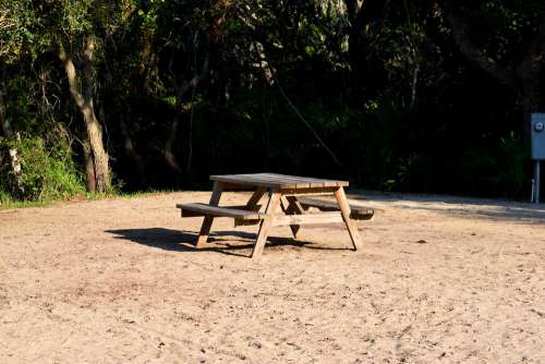 Empty Picnic Table Nobody Camp Site Table Wood