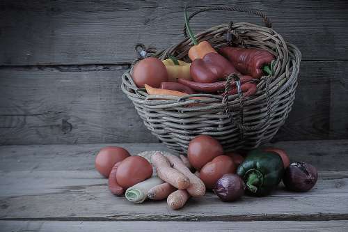 Vegetable Basket Beets Tomatoes Carrots Onions