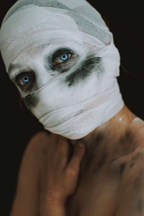 Woman Halloween Mask Makeup Blue Eye Blue Eyes