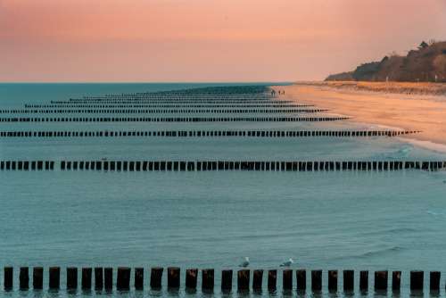 Baltic Sea Groynes Zingst Fischland-Darß Beach