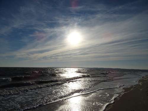 Sylt Sun Water Mirroring Sand North Sea Nature