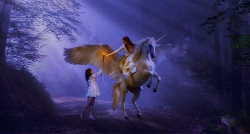 Elf Unicorn Photomontage Fantasy Mythical Creatures