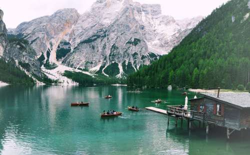 Nature Pragser Wildsee Mountains Italy South Tyrol