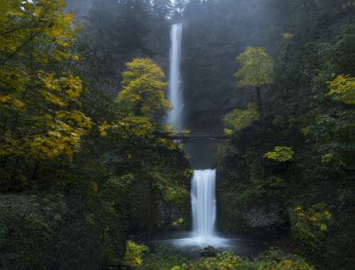 waterfall nature mountain narrow cliff
