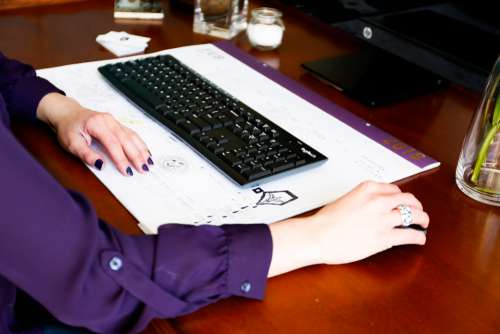 typing woman working developer designer