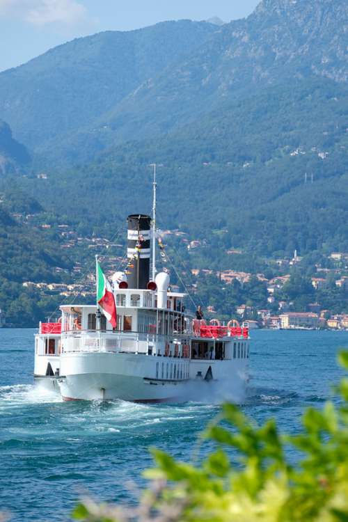Italian Steamboat Floating on Lake Como