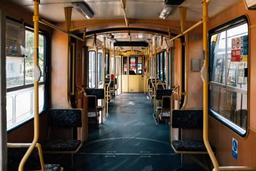 Wooden Interior Of A Streetcar Photo