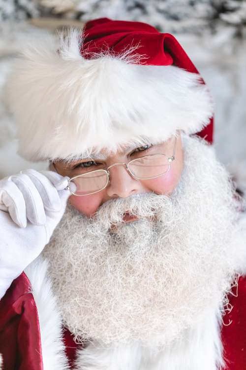 A Close-Up Of Santa's Face Photo