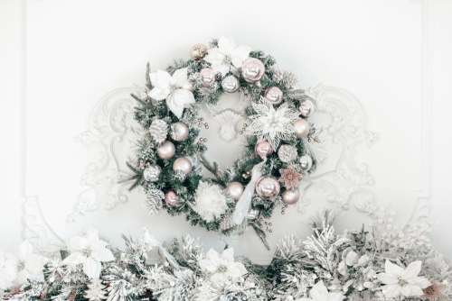 Christmas Wreath With Pink Photo