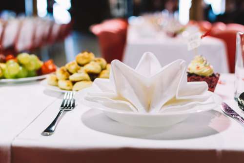 Table setting on a wedding celebration party