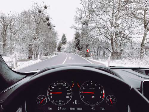 View from The Car Driving in Winter Free Photo