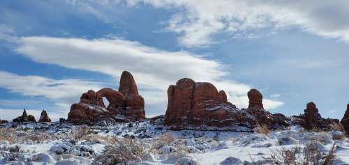 Moab Utah Arches National Park Snow In Moab