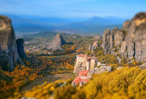 Meteora Greece Rocks Rock Landscape Tourism
