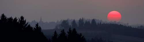 Bavarian Forest Sunset Landscape Highlands