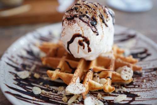 Waffle Sweets Ice Cream Sweet Delicious