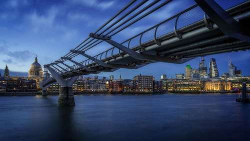 London Blue Hour England Travel City Night Sky