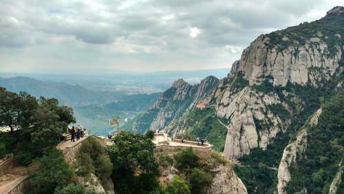 Montserrat Mountains Panorama Rock Travel Spain