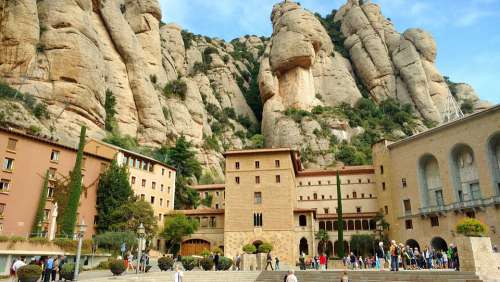 Montserrat Monastery Mountains Spain Church