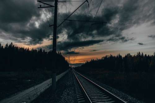 Sunset Railways Dark Sky