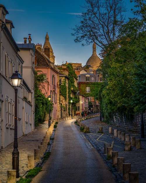 Paris Montmartre France City Travel Night Street