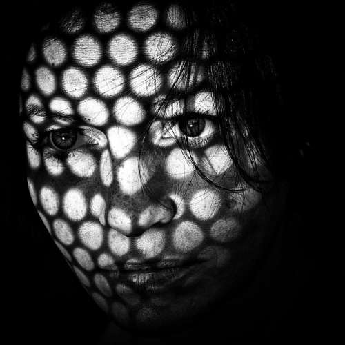 Monochrome Photo Female Portrait Light Shadow Eyes