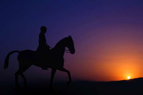 Horse Riding Man Sunset Person Nature Sky