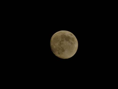 Yellow Moon Up To Space Atmosphere Night