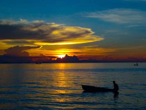 Sunset Silhouette Beautiful Sunset Koh Phangan