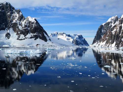 Antarctica Mirroring Reflection Water Sky Snow
