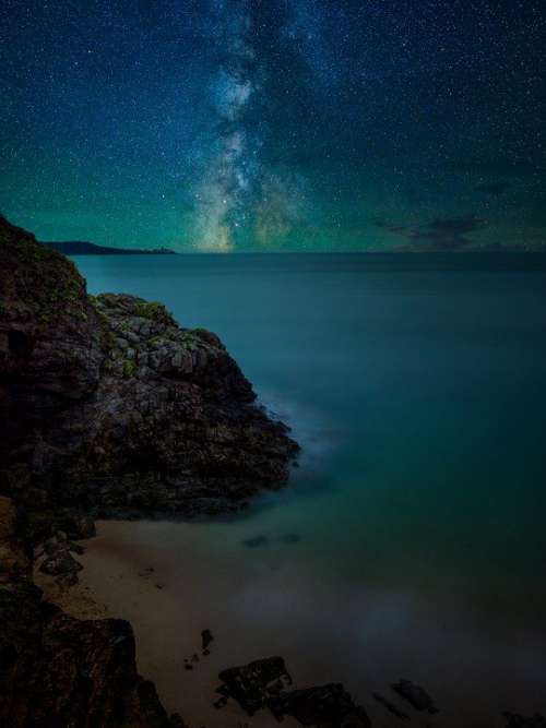 Night Stars Sky Galaxy Astronomy Landscape