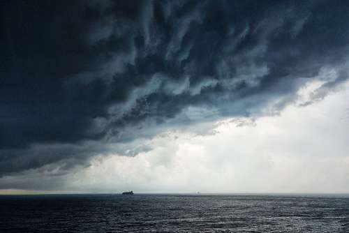 Thunderstorm Storm Sea Thunder Dramatic Clouds