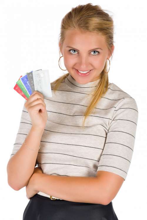 Woman With Many Credit Cards