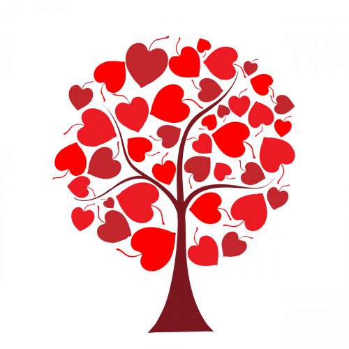 Red Hearts Tree Clipart