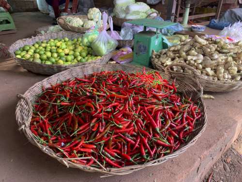 cambodia market spice chili vegetable