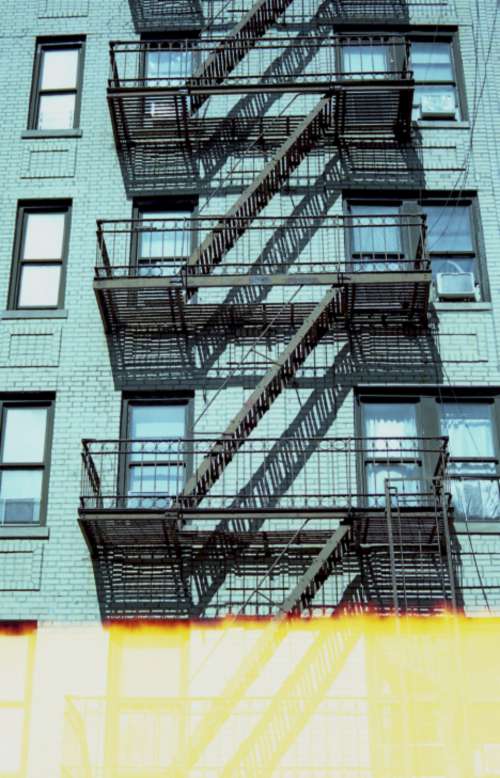 old building facades fire escape