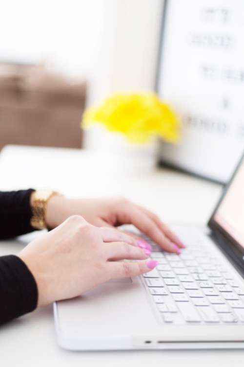 laptop typing woman working designer