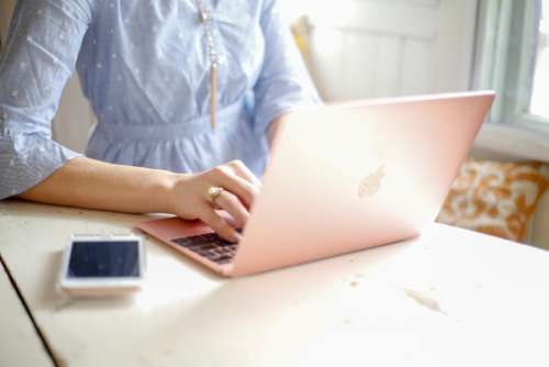 laptop typing woman working developer