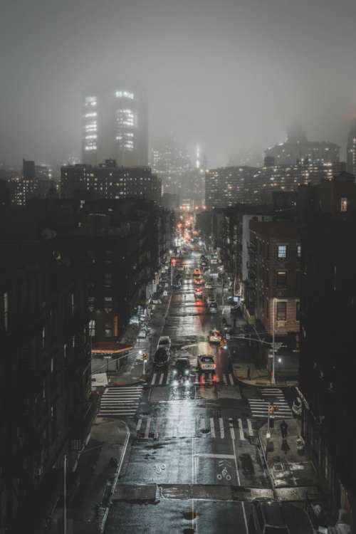 street night dark urban town