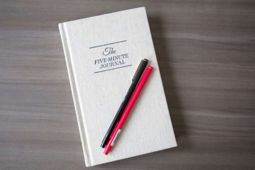 journal pen desk flat lay notebook