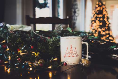 christmas background tree coffee mug