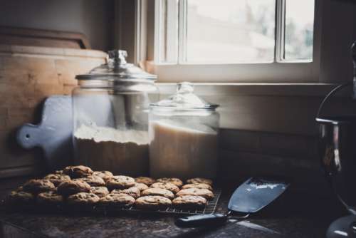 fresh baked cookies flour window