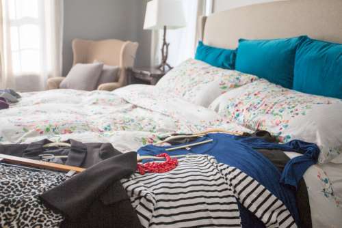bed bedroom interior sheets clothes