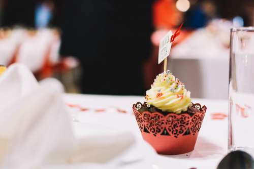 Cute cupcake on a wedding party